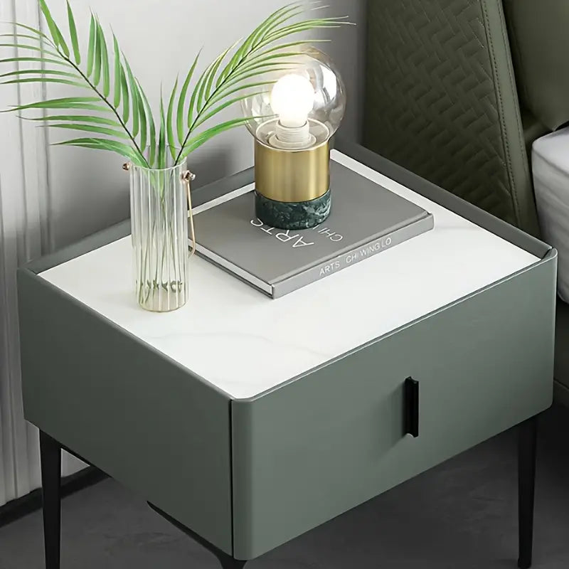 Black Metal Legs & Handles Bedside Table