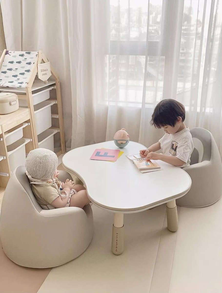 Peanut Height Adjustable Dual-kid White Study Table