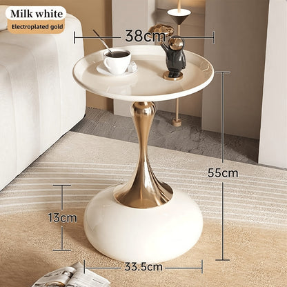 Round Side Table for Living Spaces (White)