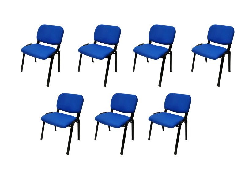 Stackable & Linkable Office Conference Visitor Community  Chairs (Set of 7-Blue)