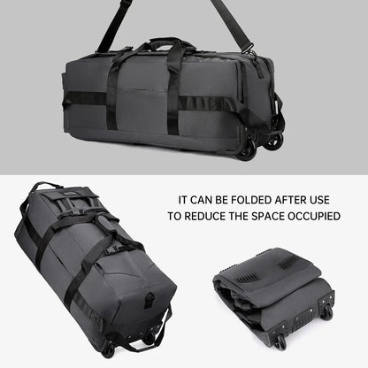Roller Travel Duffel Bag with Fixed Casters Grey