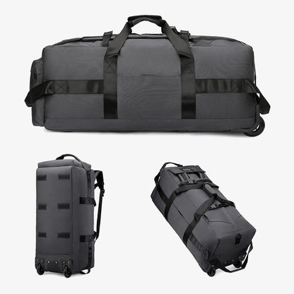 Roller Travel Duffel Bag with Fixed Casters Grey