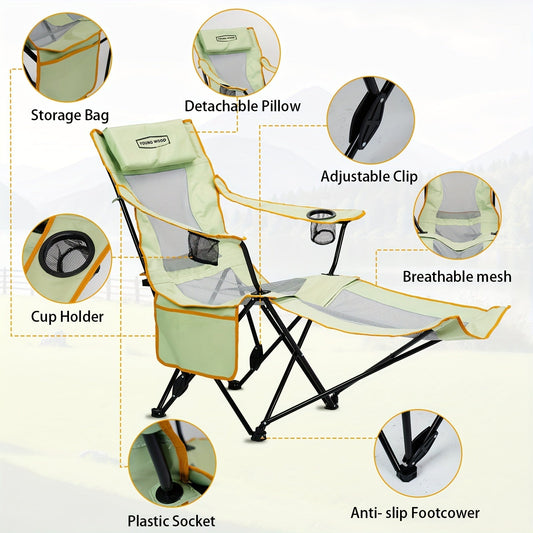 Heavy-Duty Folding Lounge Chair with Headrest