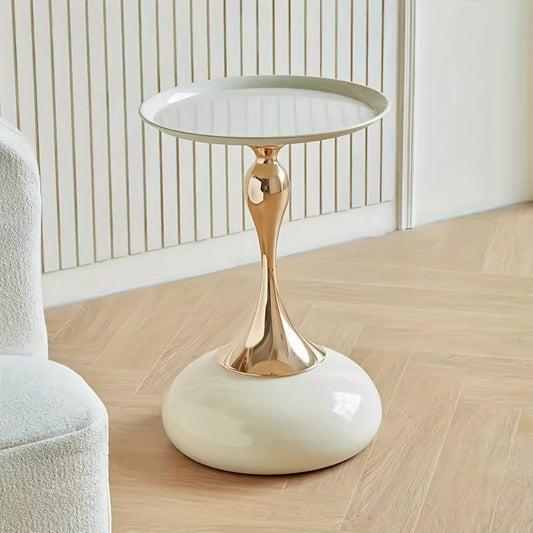 Round Side Table for Living Spaces (White)