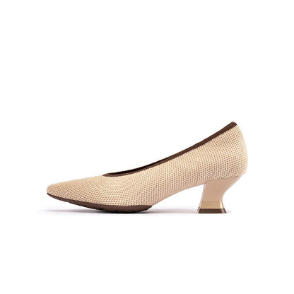 Modish Shallow Slip On Block Heel Pumps for Commuting