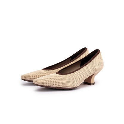 Modish Shallow Slip On Block Heel Pumps for Commuting