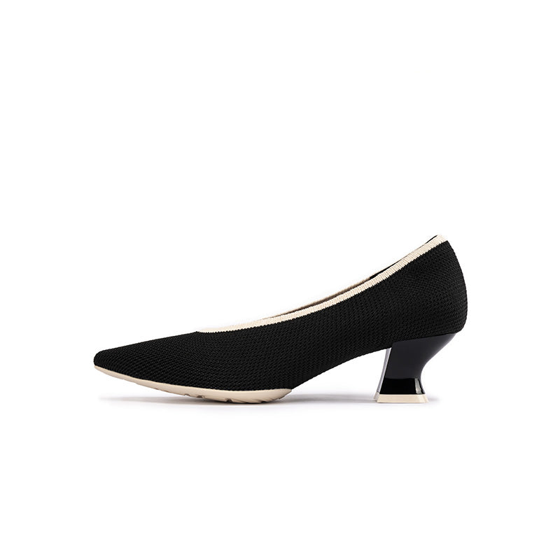 Modish Shallow Slip On Block Heel Pumps for Commuting