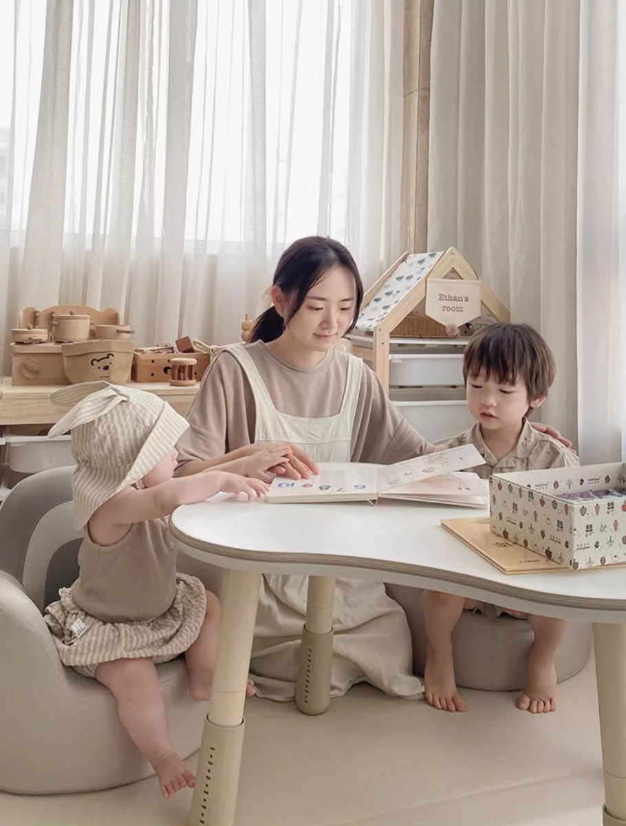 Peanut Height Adjustable Dual-kid White Study Table